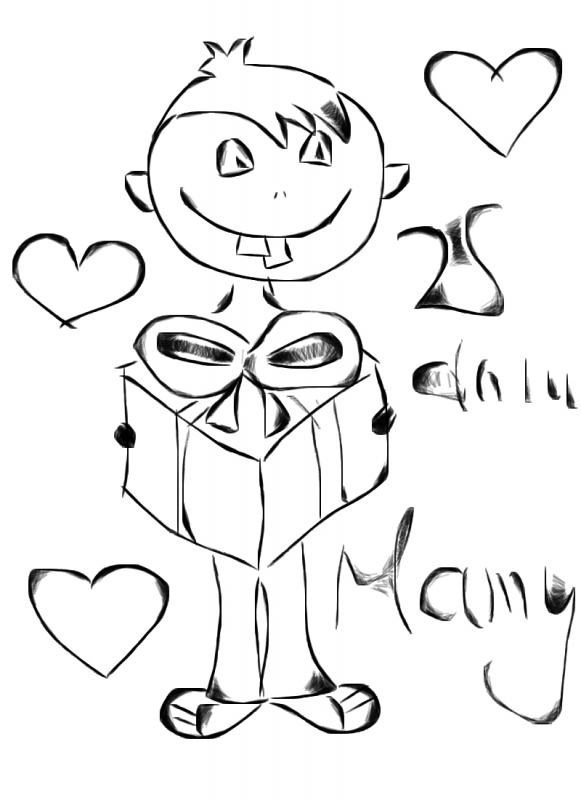 Online coloring book: A boy with a gift for mom